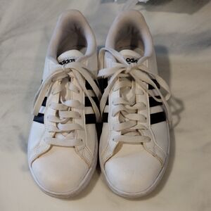 Adidas Classic White Sneakers with Black Stripes